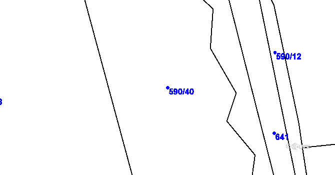 Parcela st. 590/40 v KÚ Krhanice, Katastrální mapa
