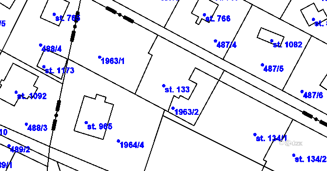 Parcela st. 133 v KÚ Krhanice, Katastrální mapa