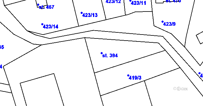 Parcela st. 394 v KÚ Krhanice, Katastrální mapa