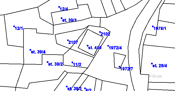 Parcela st. 416 v KÚ Krhanice, Katastrální mapa
