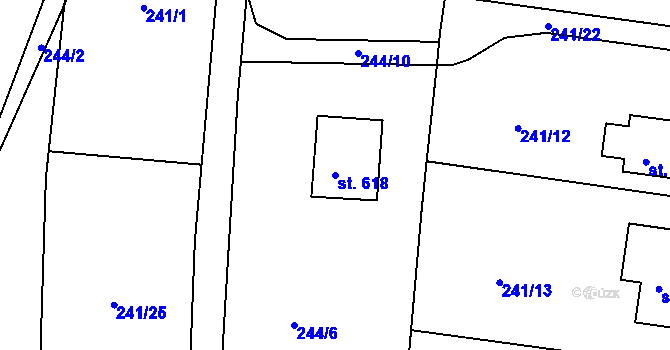 Parcela st. 618 v KÚ Krhanice, Katastrální mapa