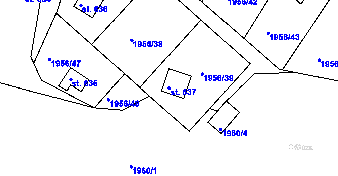 Parcela st. 637 v KÚ Krhanice, Katastrální mapa