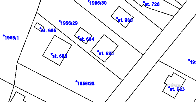Parcela st. 683 v KÚ Krhanice, Katastrální mapa