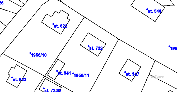 Parcela st. 722 v KÚ Krhanice, Katastrální mapa