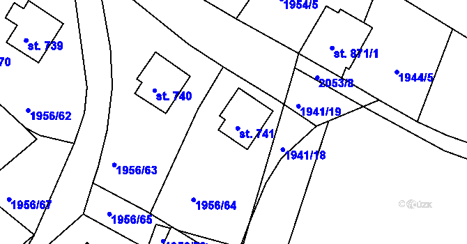 Parcela st. 741 v KÚ Krhanice, Katastrální mapa