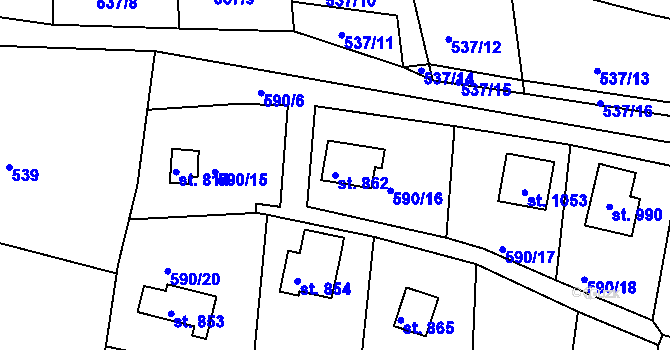 Parcela st. 862 v KÚ Krhanice, Katastrální mapa