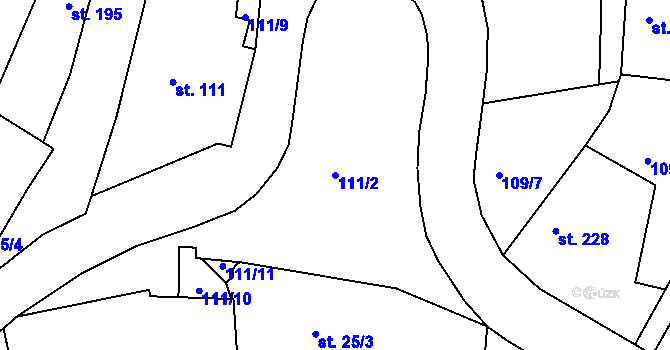 Parcela st. 111/2 v KÚ Krhanice, Katastrální mapa