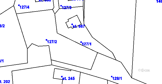 Parcela st. 127/1 v KÚ Krhanice, Katastrální mapa