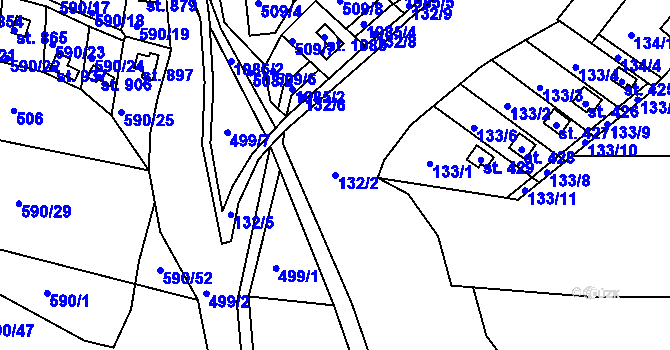 Parcela st. 132/2 v KÚ Krhanice, Katastrální mapa