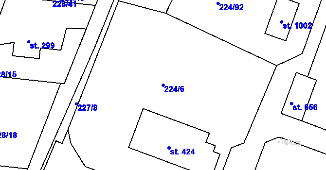 Parcela st. 224/6 v KÚ Krhanice, Katastrální mapa