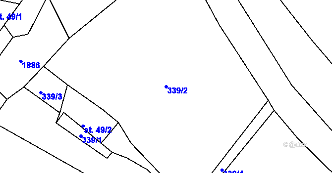 Parcela st. 339/2 v KÚ Krhanice, Katastrální mapa