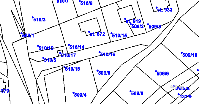Parcela st. 510/16 v KÚ Krhanice, Katastrální mapa
