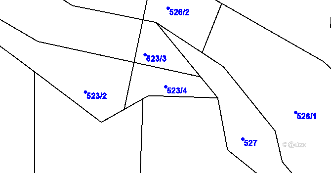 Parcela st. 523/4 v KÚ Krhanice, Katastrální mapa