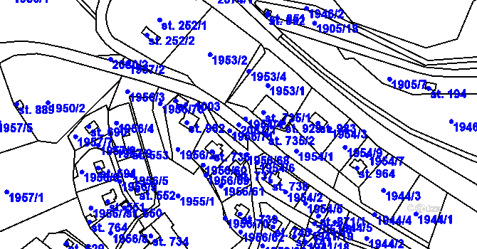 Parcela st. 2087/1 v KÚ Krhanice, Katastrální mapa