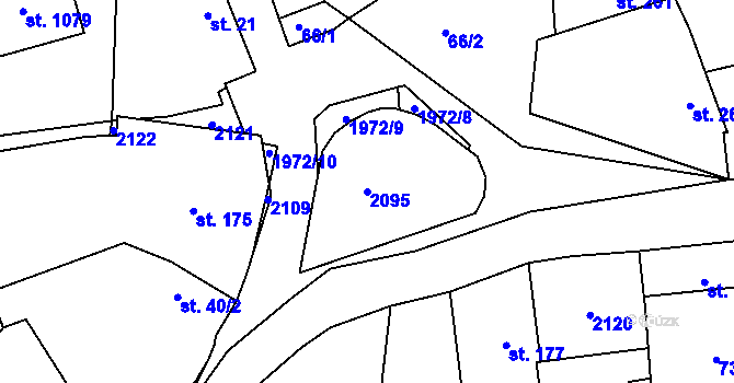 Parcela st. 2095 v KÚ Krhanice, Katastrální mapa