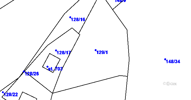Parcela st. 129/1 v KÚ Krhanice, Katastrální mapa