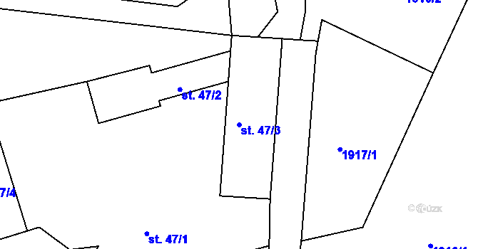 Parcela st. 47/3 v KÚ Krhanice, Katastrální mapa