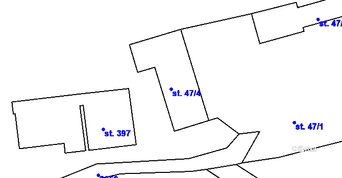Parcela st. 47/4 v KÚ Krhanice, Katastrální mapa