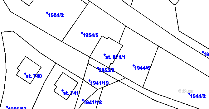 Parcela st. 871/1 v KÚ Krhanice, Katastrální mapa