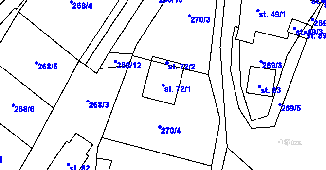 Parcela st. 72/1 v KÚ Krhov, Katastrální mapa