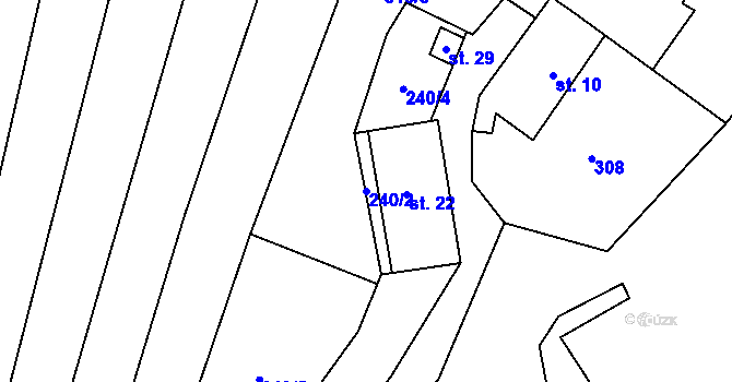 Parcela st. 240/2 v KÚ Krhov, Katastrální mapa