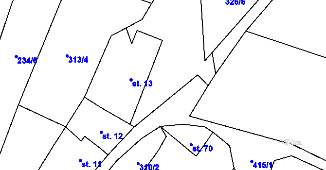 Parcela st. 415/2 v KÚ Krhov, Katastrální mapa