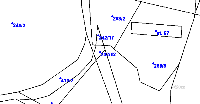 Parcela st. 242/12 v KÚ Krhov, Katastrální mapa