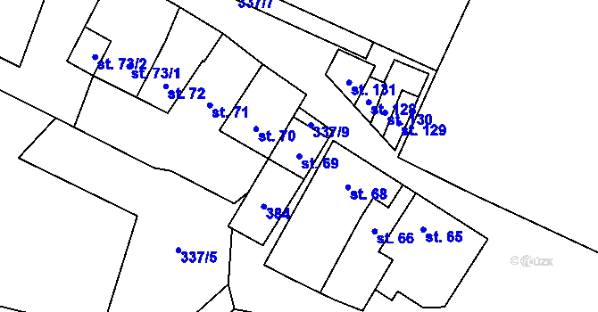 Parcela st. 69 v KÚ Krhov u Hrotovic, Katastrální mapa