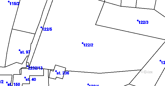 Parcela st. 122/2 v KÚ Krhov u Bojkovic, Katastrální mapa