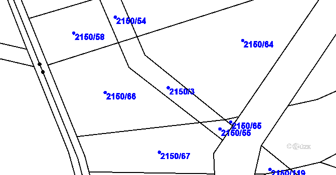 Parcela st. 2150/3 v KÚ Krhov u Bojkovic, Katastrální mapa