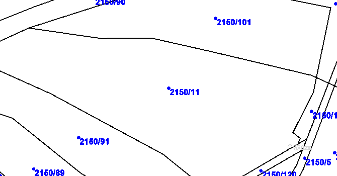 Parcela st. 2150/11 v KÚ Krhov u Bojkovic, Katastrální mapa