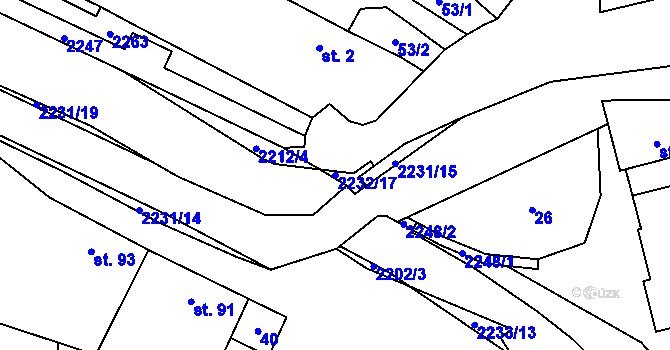 Parcela st. 2232/17 v KÚ Krhov u Bojkovic, Katastrální mapa