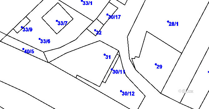 Parcela st. 31 v KÚ Krhovice, Katastrální mapa