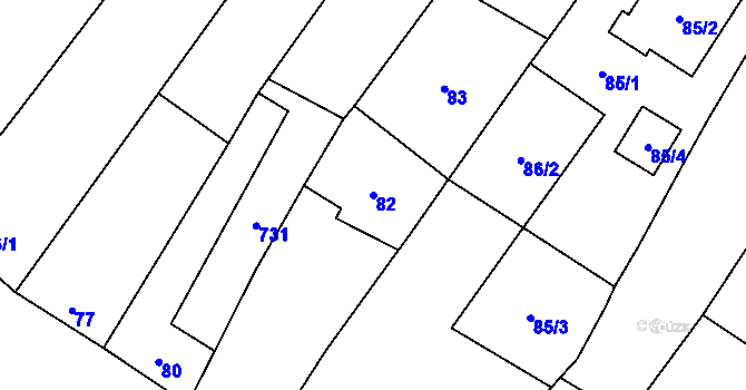 Parcela st. 82 v KÚ Krhovice, Katastrální mapa