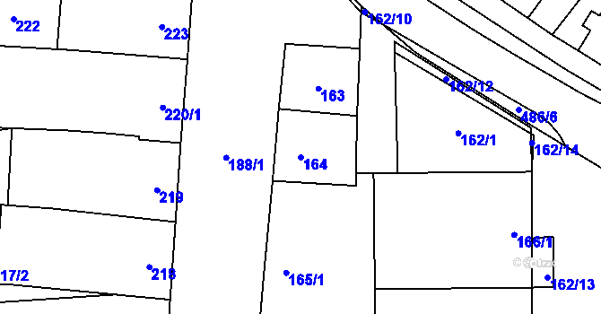 Parcela st. 164 v KÚ Krhovice, Katastrální mapa
