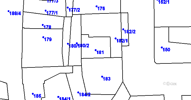 Parcela st. 181 v KÚ Krhovice, Katastrální mapa