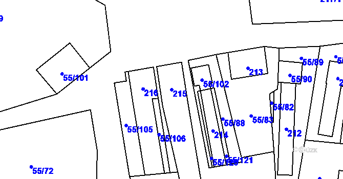 Parcela st. 215 v KÚ Krhovice, Katastrální mapa