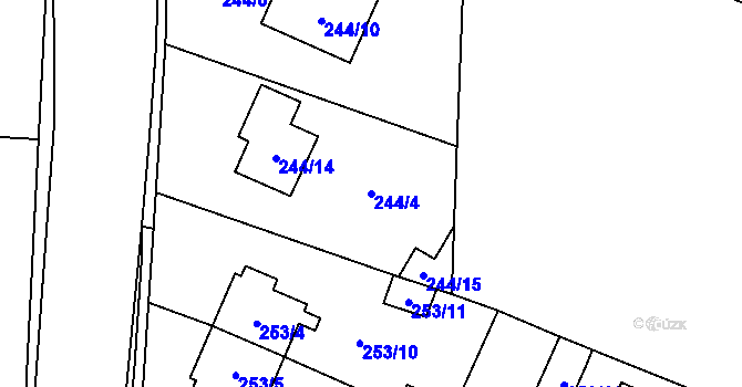 Parcela st. 244/4 v KÚ Krhovice, Katastrální mapa