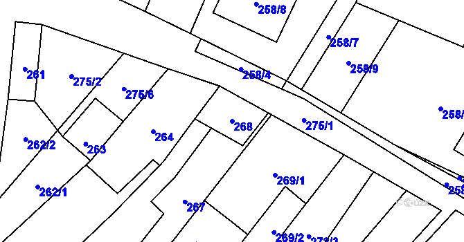 Parcela st. 268 v KÚ Krhovice, Katastrální mapa