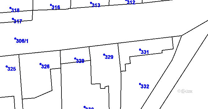 Parcela st. 329 v KÚ Krhovice, Katastrální mapa