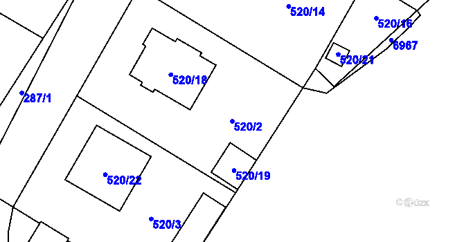 Parcela st. 520/2 v KÚ Krhovice, Katastrální mapa