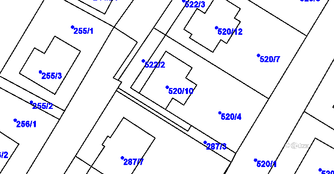 Parcela st. 520/10 v KÚ Krhovice, Katastrální mapa