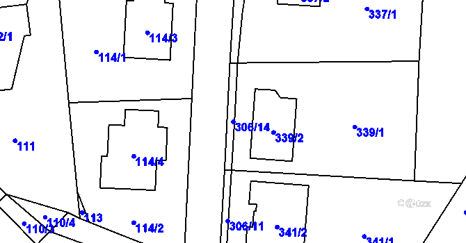 Parcela st. 306/14 v KÚ Krhovice, Katastrální mapa