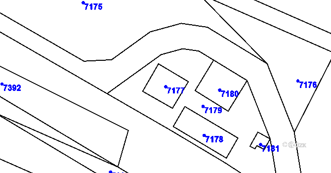 Parcela st. 7177 v KÚ Krhovice, Katastrální mapa
