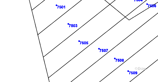Parcela st. 7505 v KÚ Krhovice, Katastrální mapa
