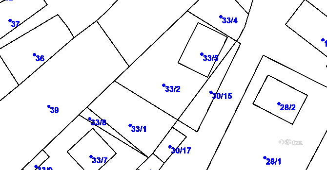 Parcela st. 33/2 v KÚ Krhovice, Katastrální mapa