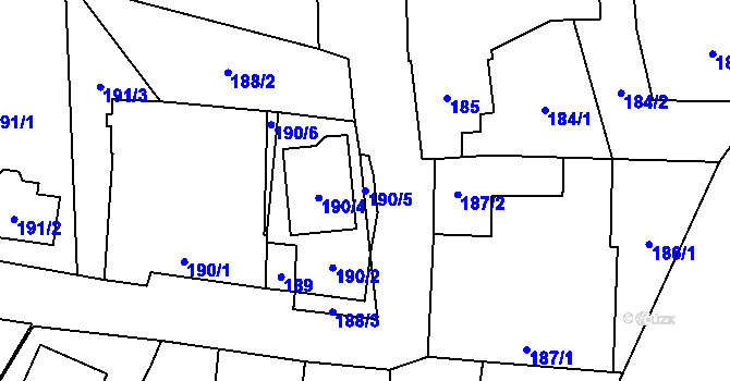 Parcela st. 190/5 v KÚ Krhovice, Katastrální mapa