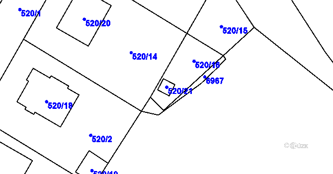 Parcela st. 520/21 v KÚ Krhovice, Katastrální mapa