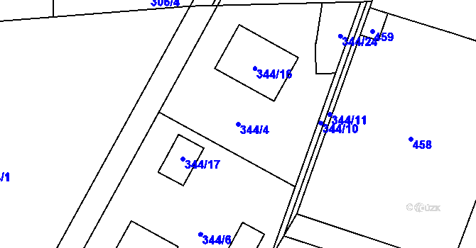 Parcela st. 344/4 v KÚ Krhovice, Katastrální mapa