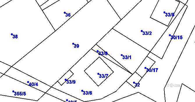 Parcela st. 33/8 v KÚ Krhovice, Katastrální mapa